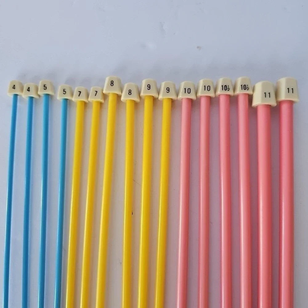 Vintage Coats & Clark Knitting Needles Set 14in‎ Plastic Colorful Retro Crafting